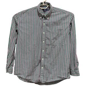 GH Bass Button Up Shirt Mens Size L Multicolor Striped Long Sleeve Cotton FLAW